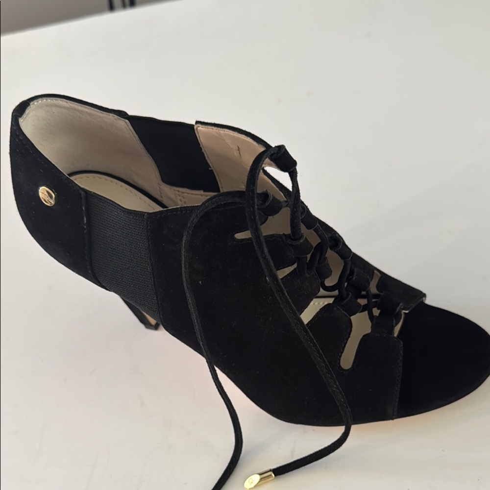 Calvin Klein Black Suede Lace-Up Heels